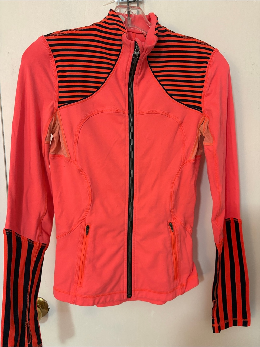 Lululemon Forme Classic Stripe Light Flare Inkwell Neon Orange Athletic Jacket 4